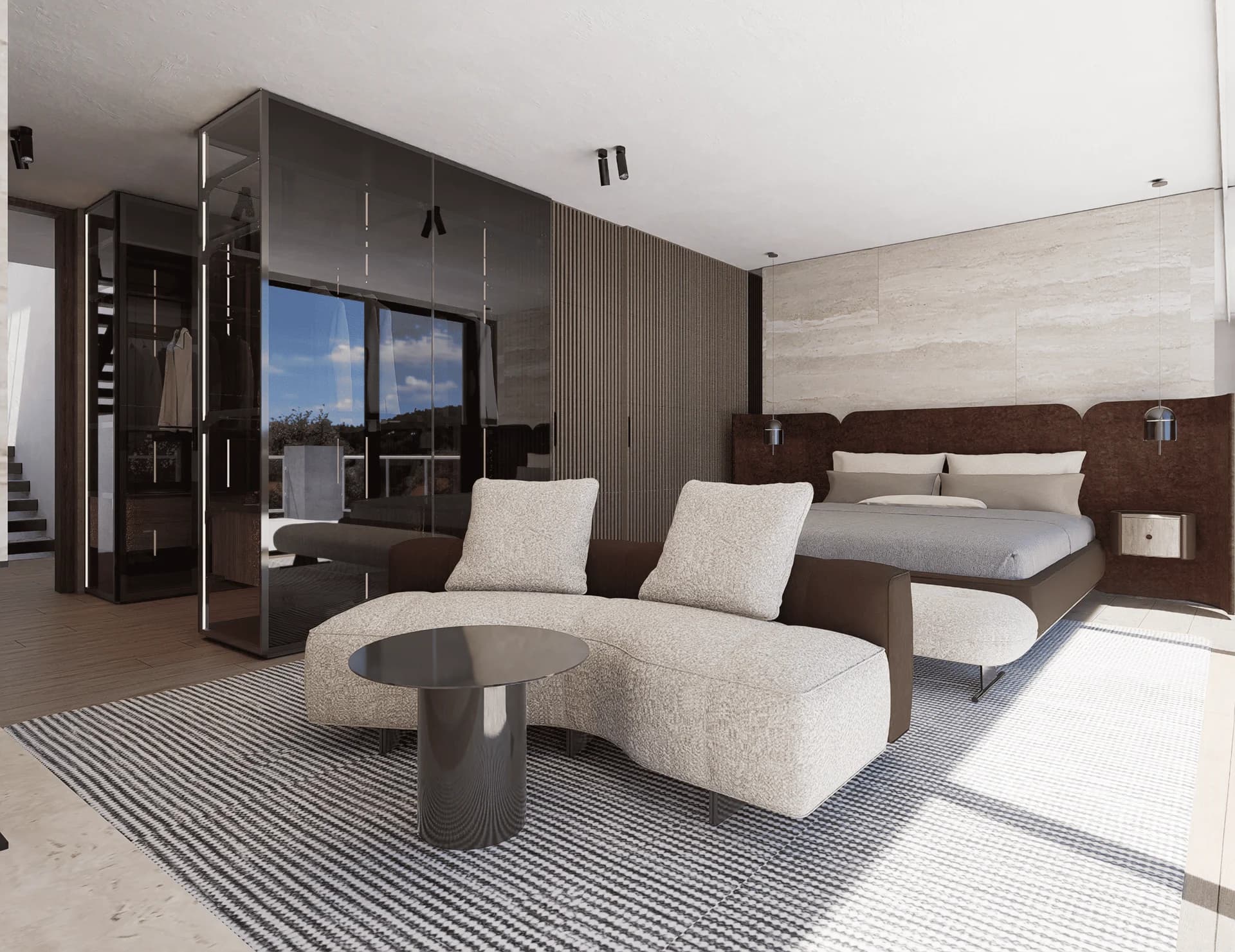 The suites · four, each with its dressing room